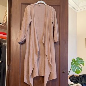 Tan Open Front Cardigan